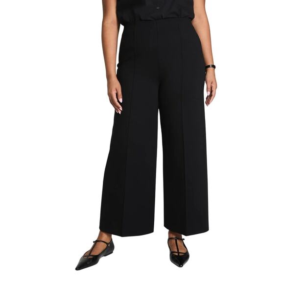 SPANX Supersmooth PerfectFit Ponte Cropped Wide Leg High Waisted Pant Size Large - Picture 1 of 14